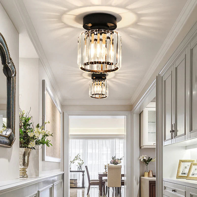 Lisslune | Modern Crystal Ceiling Light with Gold and Black Accents – Stylish Lighting for Your Home