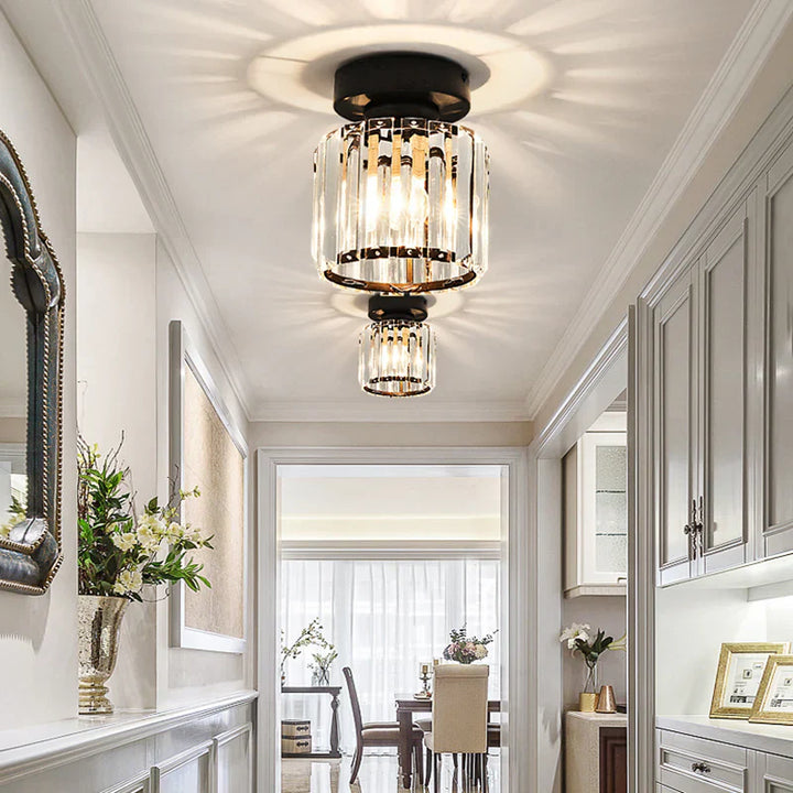 Lisslune | Modern Crystal Ceiling Light with Gold and Black Accents – Stylish Lighting for Your Home