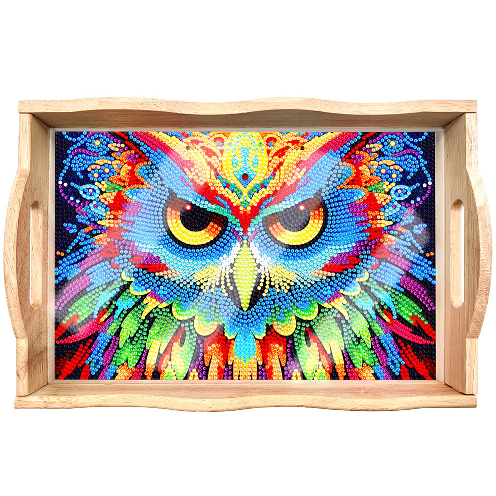 Lisslune | DIY Diamond Painting Wooden Tray Food Tray with Handle Living Room Decoration Mandala Wooden Tray Kit