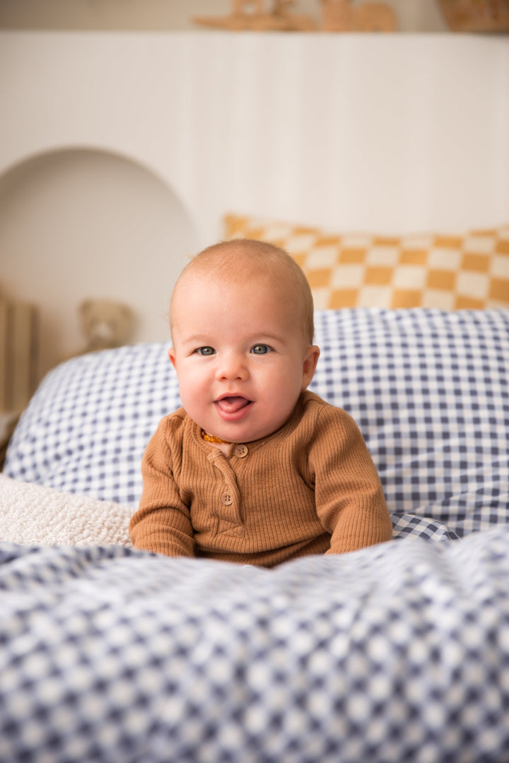 Lisslune | Dusty Blue Checkered Pattern - Mattress Protector
