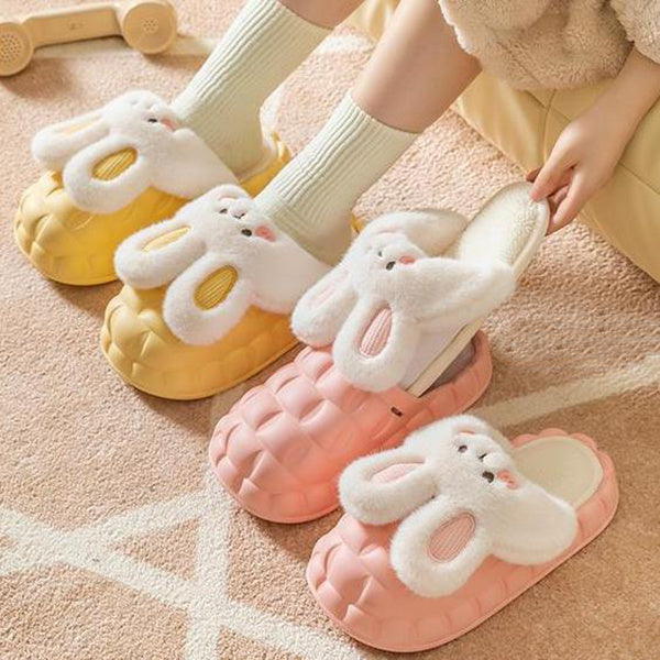 Lisslune | Cute Bunny Shoes Winter Fuzzy Slippers Women Removable Washable Slippers
