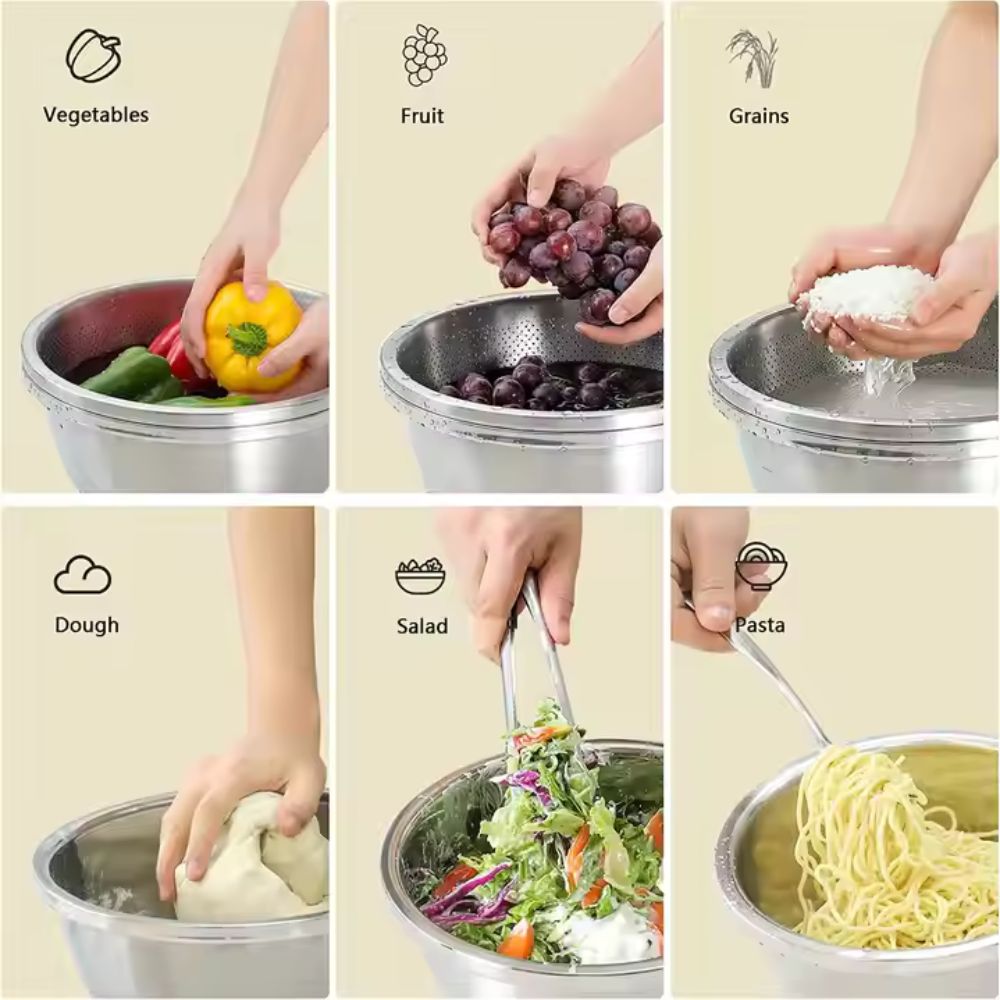 Lisslune | Rinse Mix Stainless Colander Duo Set