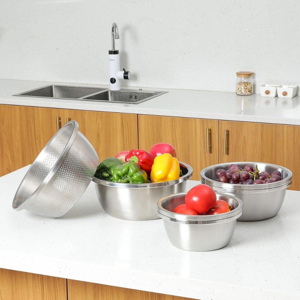 Lisslune | Rinse Mix Stainless Colander Duo Set