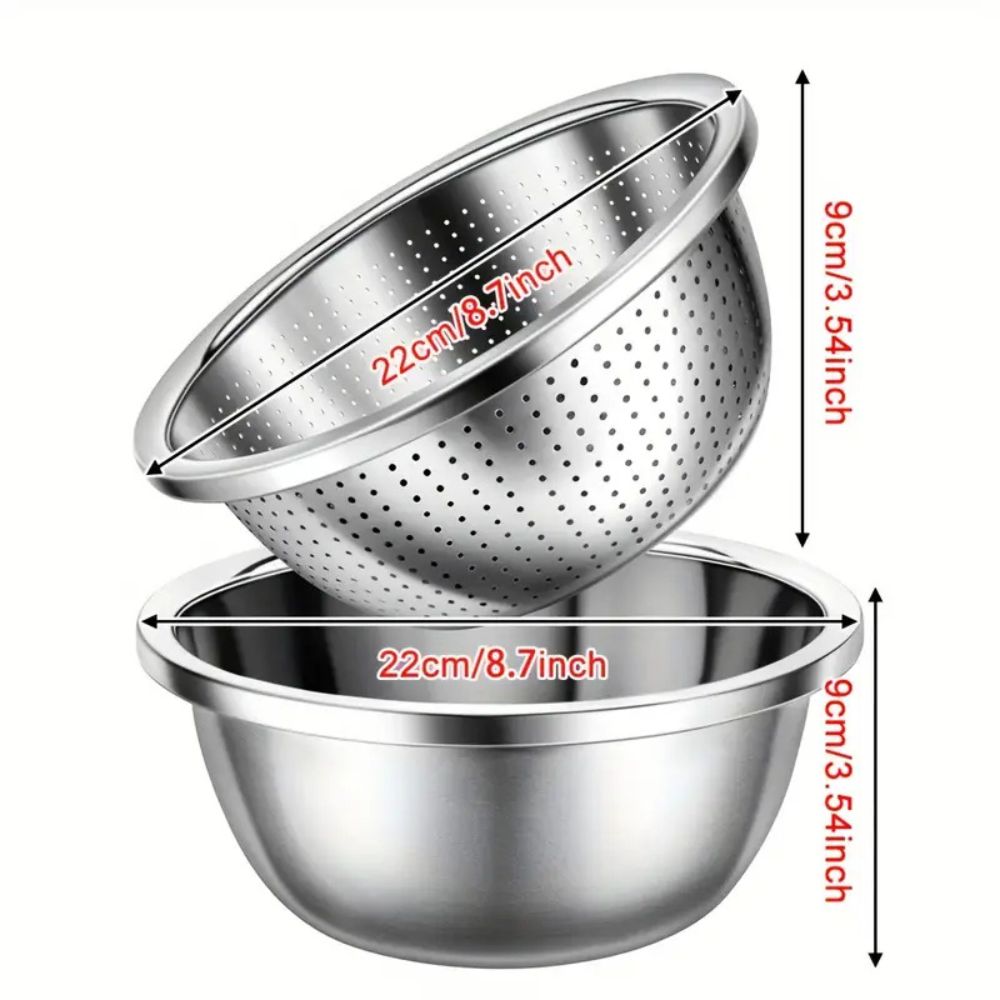 Lisslune | Rinse Mix Stainless Colander Duo Set