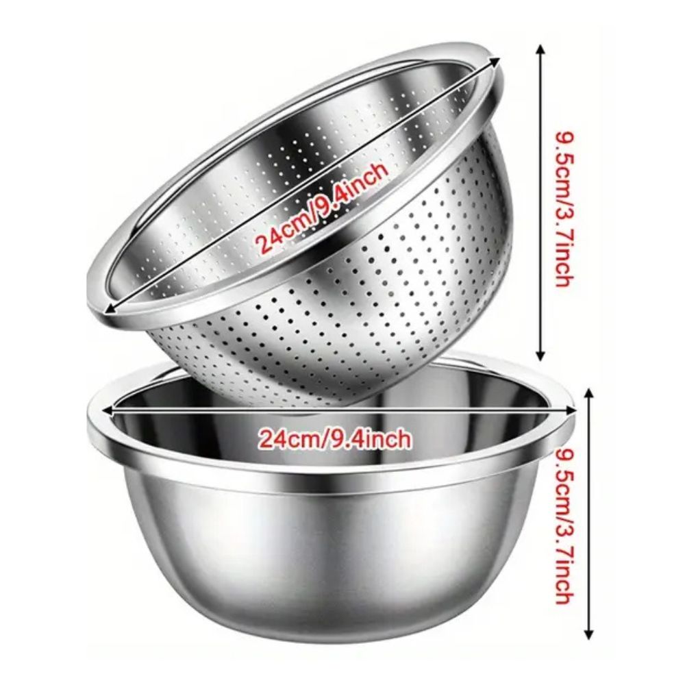 Lisslune | Rinse Mix Stainless Colander Duo Set