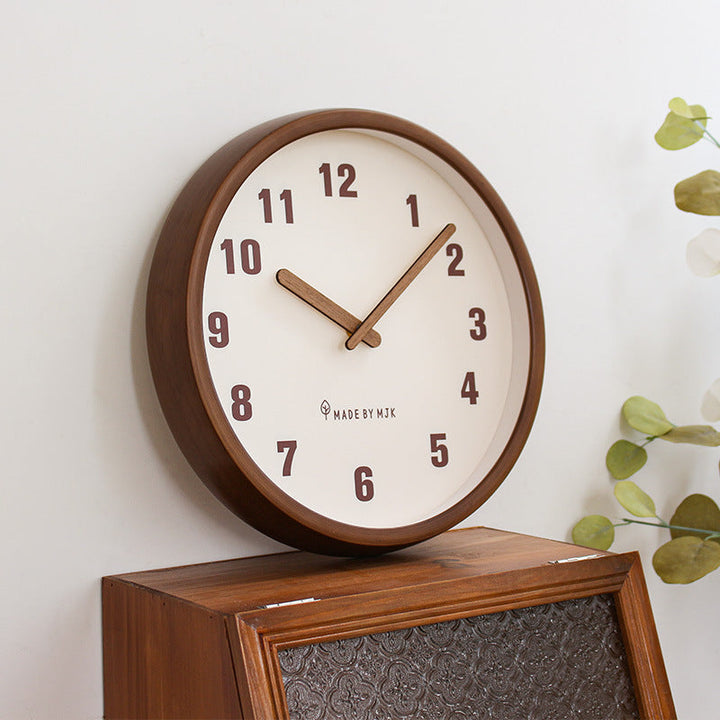 Lisslune | Natural Wooden Round Silent Wall Clock Deco Clock