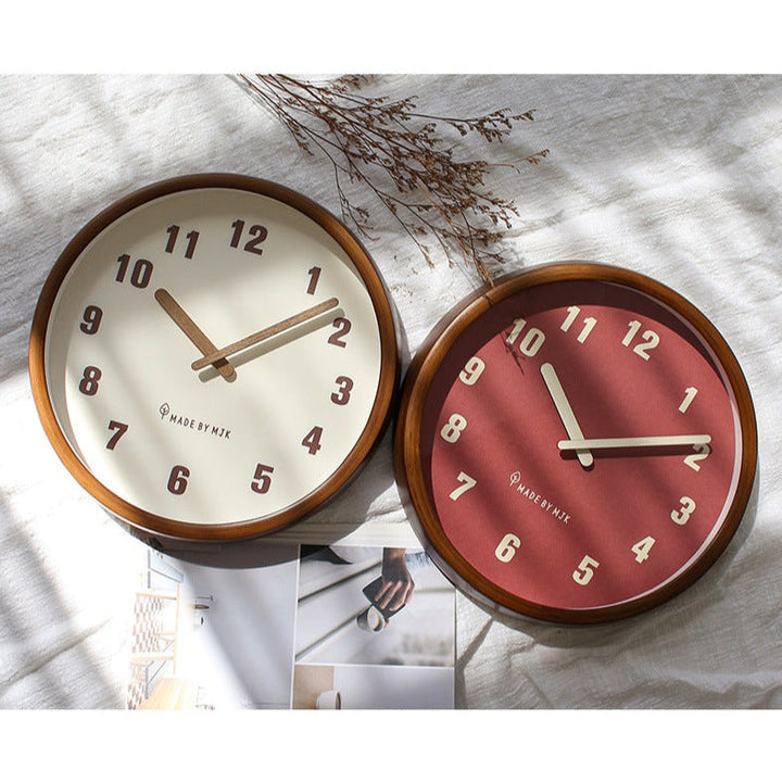 Lisslune | Natural Wooden Round Silent Wall Clock Deco Clock