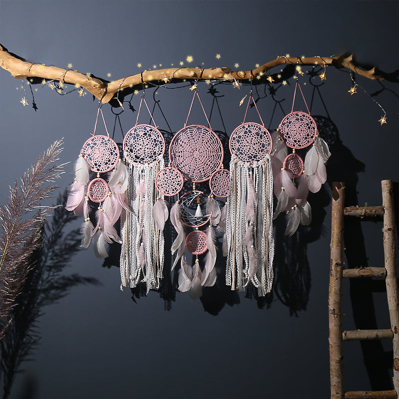 Lisslune | Dream catcher moon and stars hang over the bed (5 pieces)