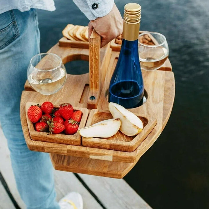Lisslune | Portable Wooden Picnic Wine Table