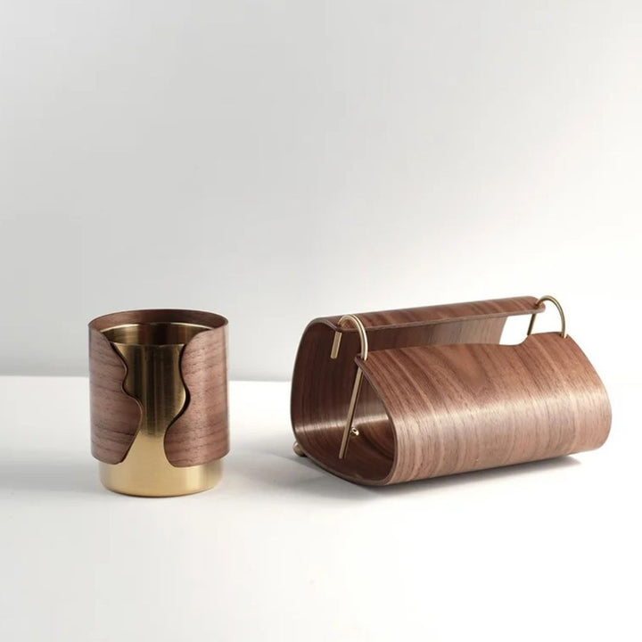 Lisslune | Wooden Brass Tissue Holder