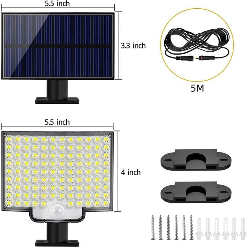 Lisslune | 106 LED Outdoor Solar Security Light with Motion Sensor – Waterproof Wall Light for Garden, Driveway & Patio