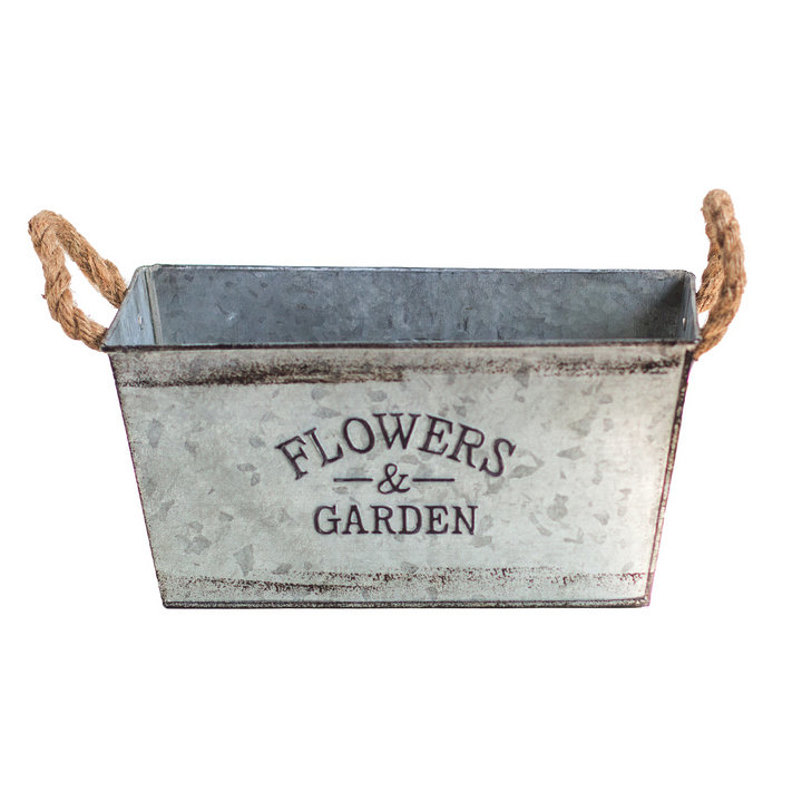 Lisslune | Decorative flower and garden container made of metal with hemp rope handles
