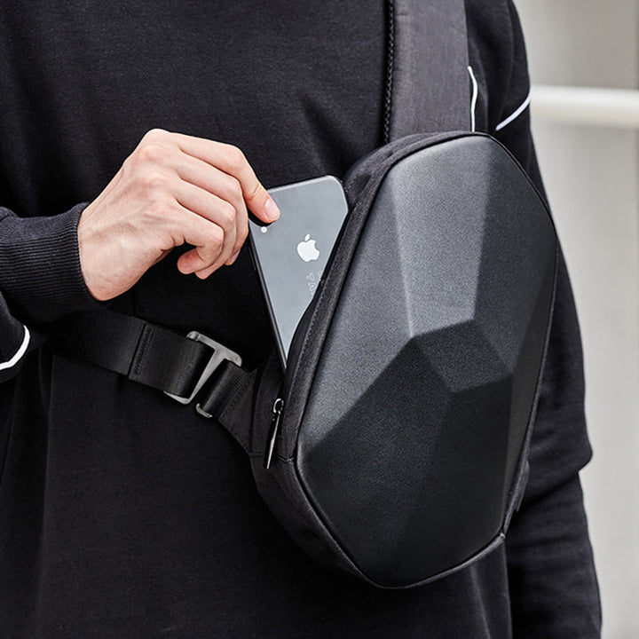 Lisslune | Anti-theft, Waterproof, Anti-collision Chest Bag, with Geometric 3D Shell, Side USB Interface, High-quality Protection, Multi-layer Partition Storage, for Travel, Outing, Shopping and More