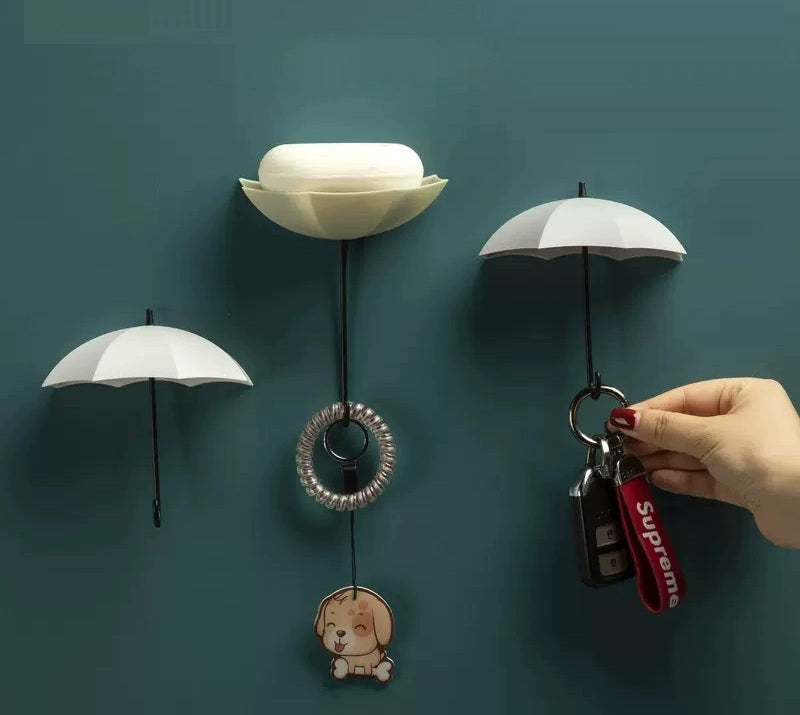 Lisslune | Cute Umbrella Wall Hook - No-Drill Key & Coat Hanger