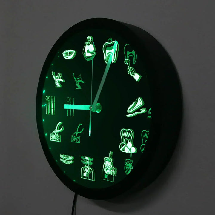 Lisslune | LumiDent LED Wall Clock – Design of dental equipment with multicolored LED light