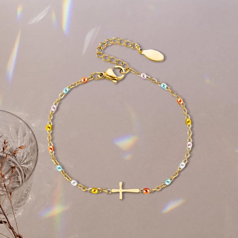 Lisslune | Adjustable Cross Bracelet for Friendship & Faith – Silver or Gold – Gift Box Option