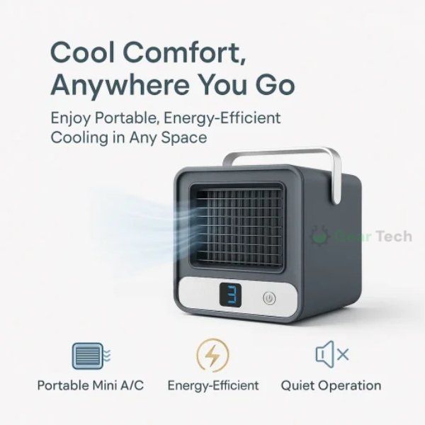 Lisslune | Portable Mini Air Conditioner | Ultra-Portable Car AC System, Quiet 4-Blade Design & Ideal for Home, Office, and Travel Use