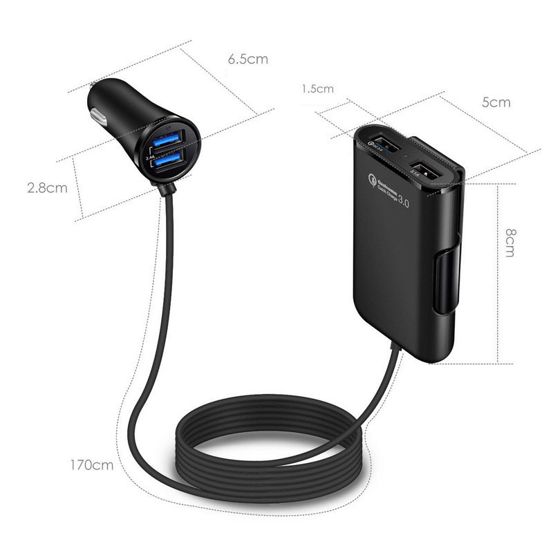 Lisslune | 4 in 1 Car Charger for Back Seats
