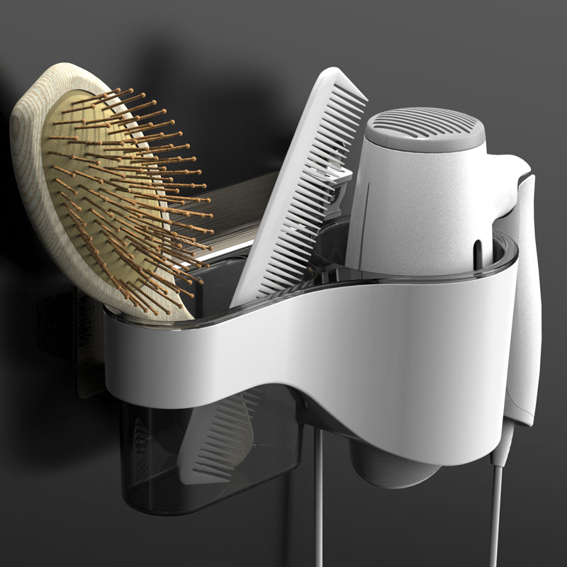 Lisslune | Punch-Free Bathroom Hair Dryer Wall Shelf with Comb, Razor Racks, for Storing Toilet Bathroom Items