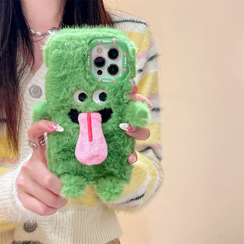 Lisslune | Funny Tongue Sticking Out Plush Phone Case For iPhone