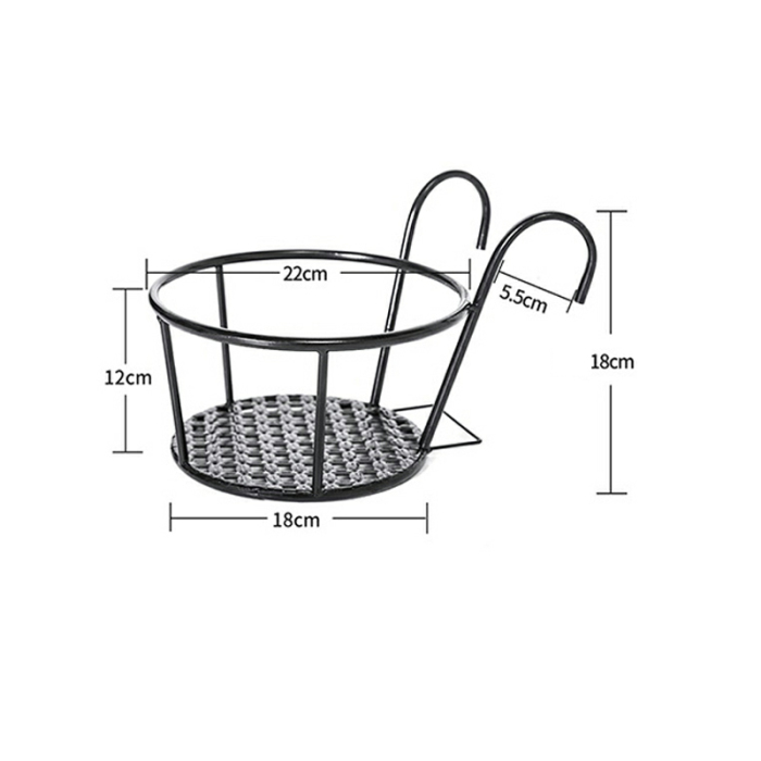 Lisslune | Hanging Plant Basket made of Metal – Balcony Planter Pot with Hook for Garden and Terrace