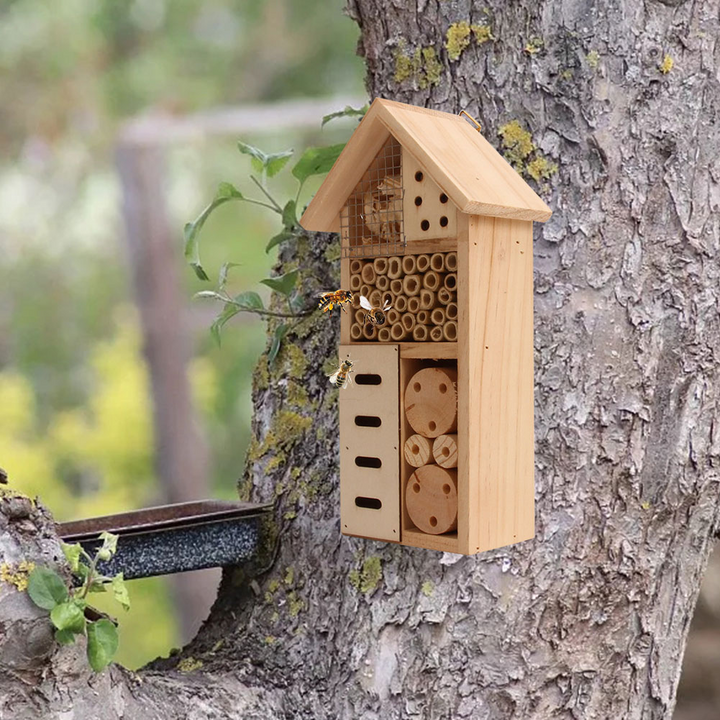 Lisslune | Insect house made of wood – Bee and insect friendly habitat for garden and terrace