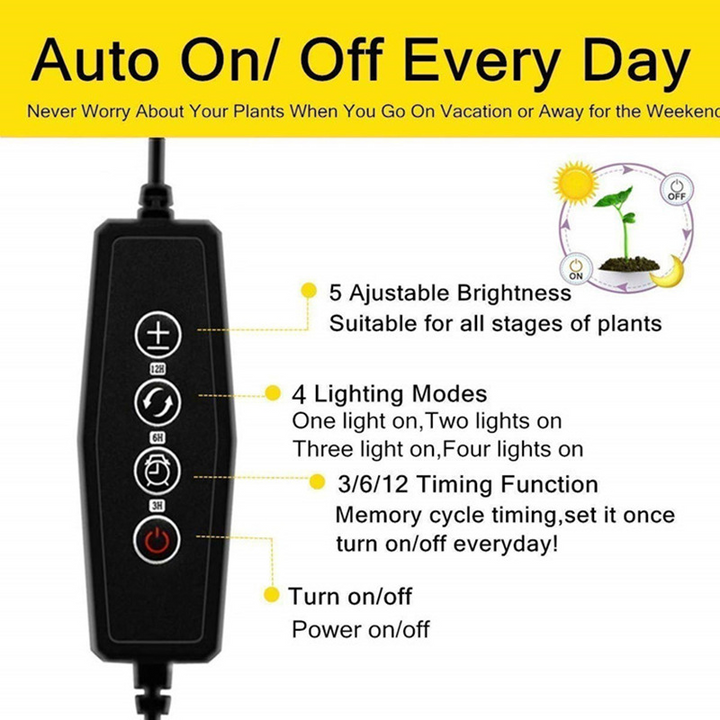 Lisslune | Plant growth light with 4 flexible arms and dimming function for indoor gardens