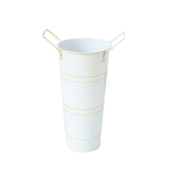 Lisslune | Retro Iron Flower Bucket with Handles – Decorative Metal Flower Pot for Home