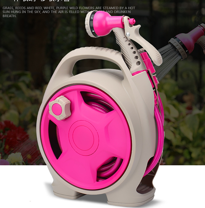 Lisslune | Practical hose reel with spray nozzle – Compact garden hose cart for easy watering