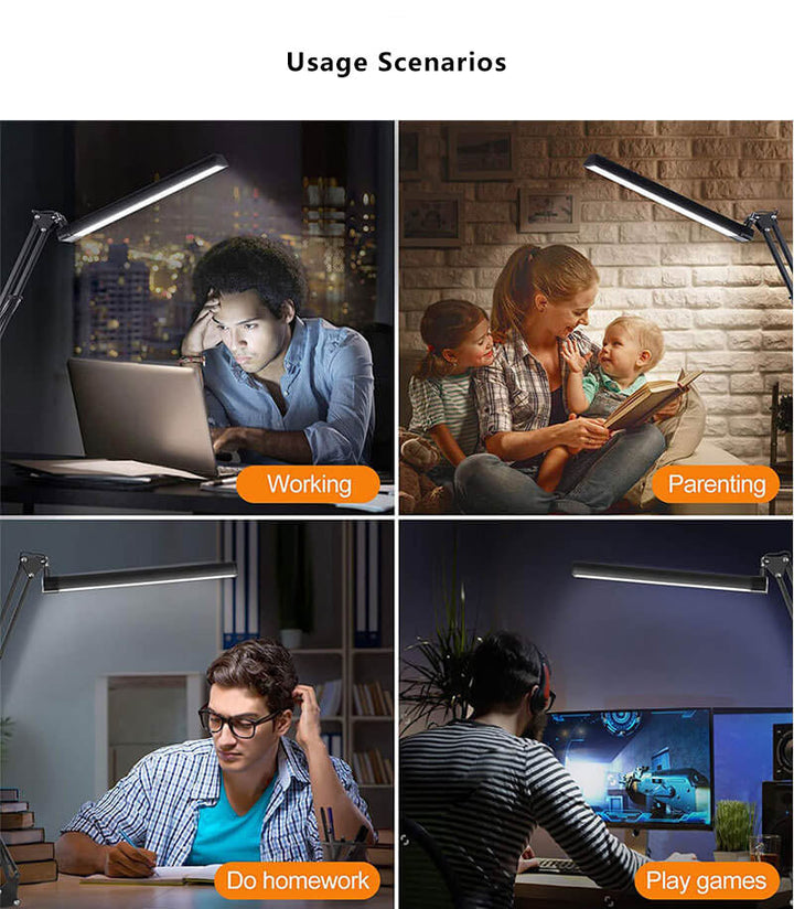 Lisslune | LED Foldable Long Arm Clip Eye Protection USB Reading Table Lamp