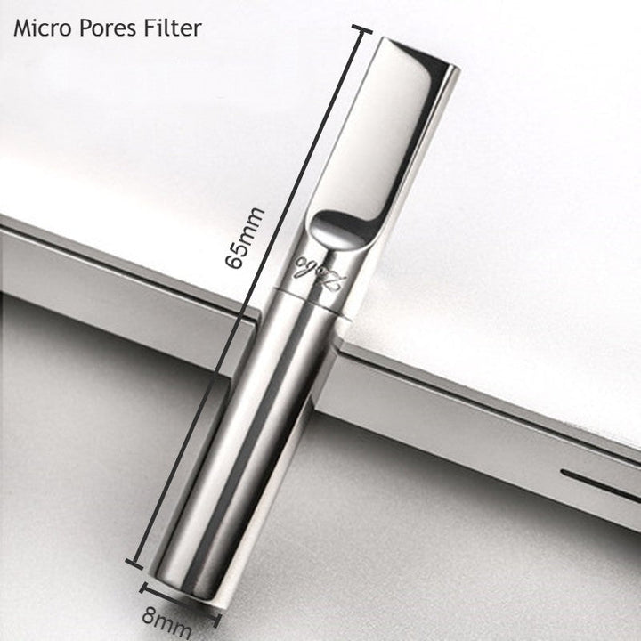 Lisslune | Portable Reusable Stainless Steel Cigarette Filter Holder, with Tar Filter & Detachable Design