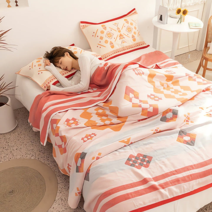 Lisslune | Chevron Design Four-Layer Cotton Blanket