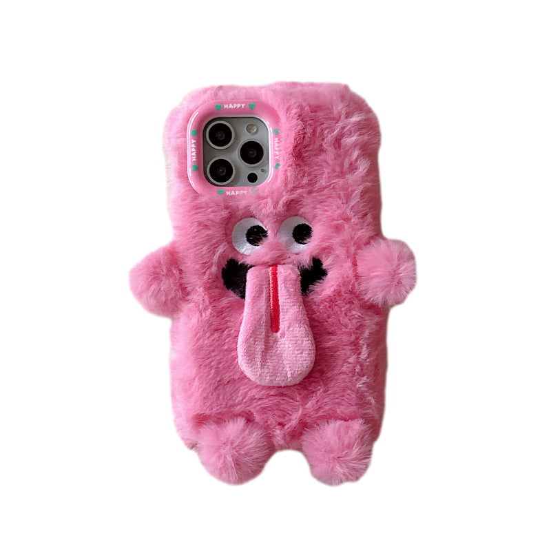Lisslune | Funny Tongue Sticking Out Plush Phone Case For iPhone