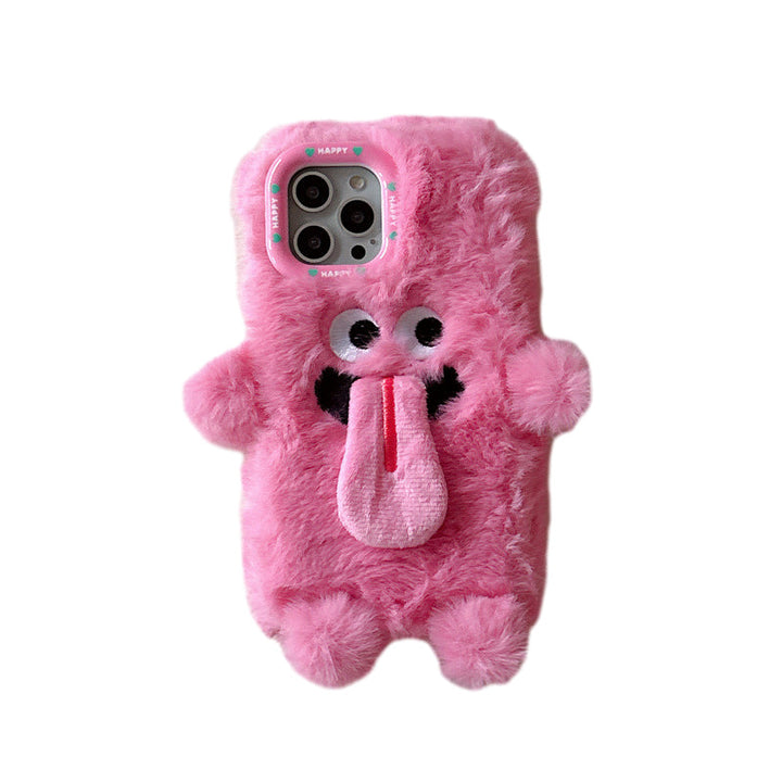 Lisslune | Funny Tongue Sticking Out Plush Phone Case For iPhone