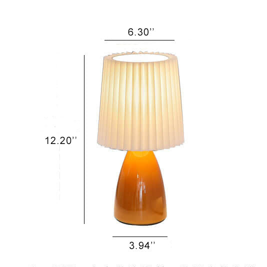 Lisslune | Scandinavian Retro Table Lamp with Pleated Shade and Glass Base