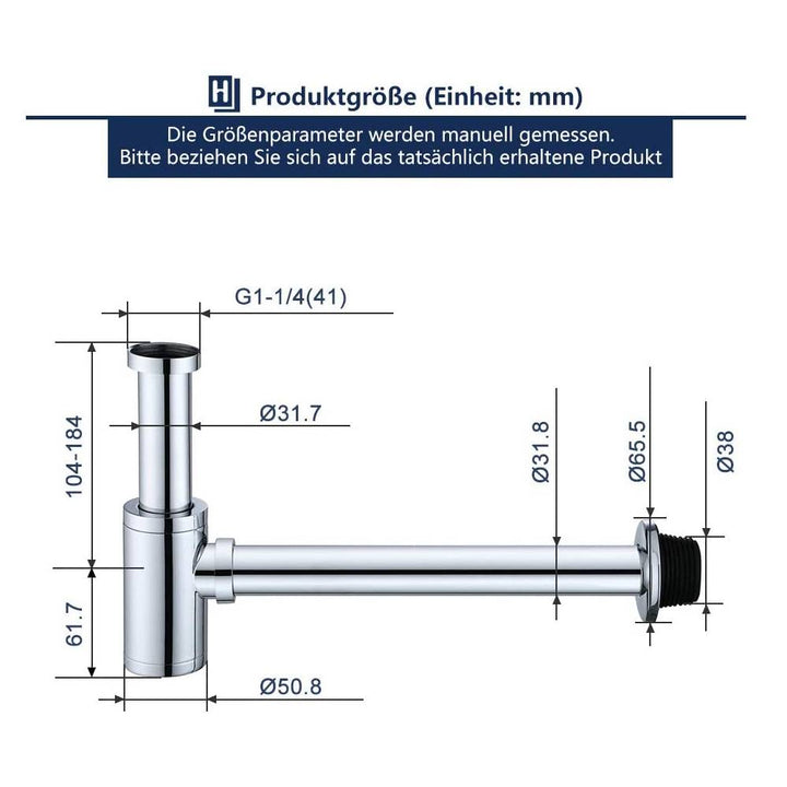 Lisslune | Pipe siphon 1-1/4 stainless steel siphon height adjustable drain pipe with odor trap siphon for sink