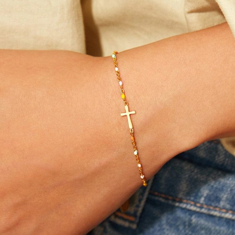 Lisslune | Adjustable Cross Bracelet for Friendship & Faith – Silver or Gold – Gift Box Option