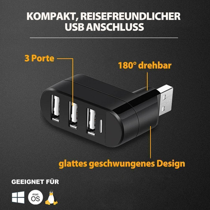 Lisslune | Multifunctional Mini Rotatable 3-Port USB Connection