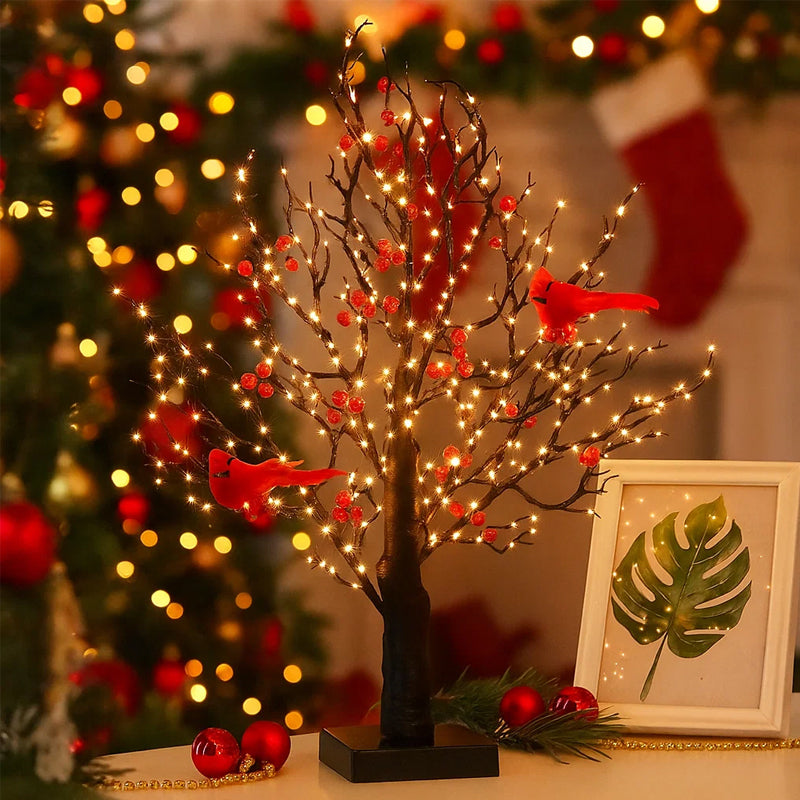 Lisslune | Atmospheric Light Tree with Red Birds – Flexible LED Decoration Tree