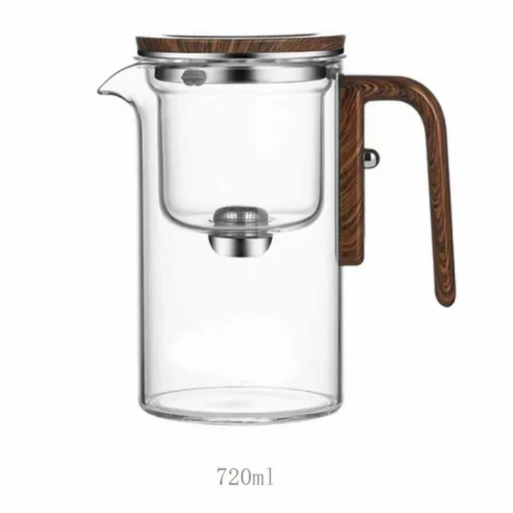 Lisslune | ClearPour heat-resistant glass teapot with wooden handle – Elegant infusion pot