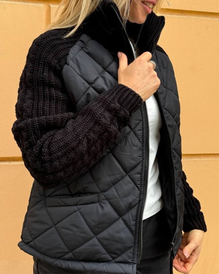 Lisslune | Solid Color High Collar Zipper Coat
