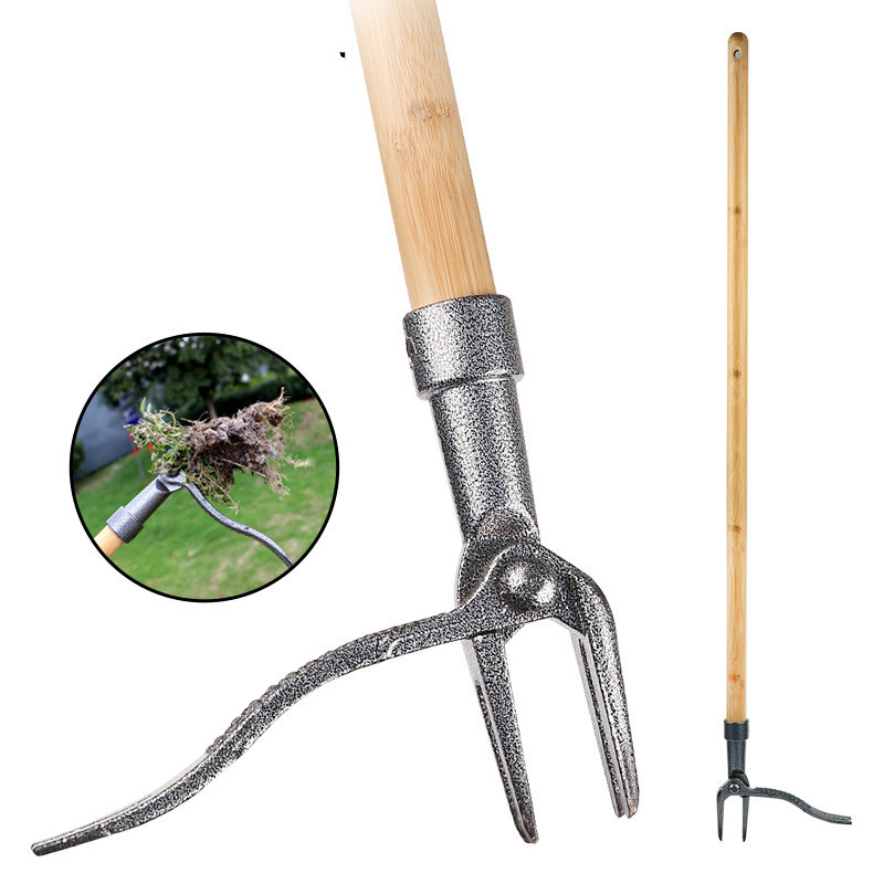 Lisslune | Weed puller with 4-claw head – Effective garden tool made of iron for root removal