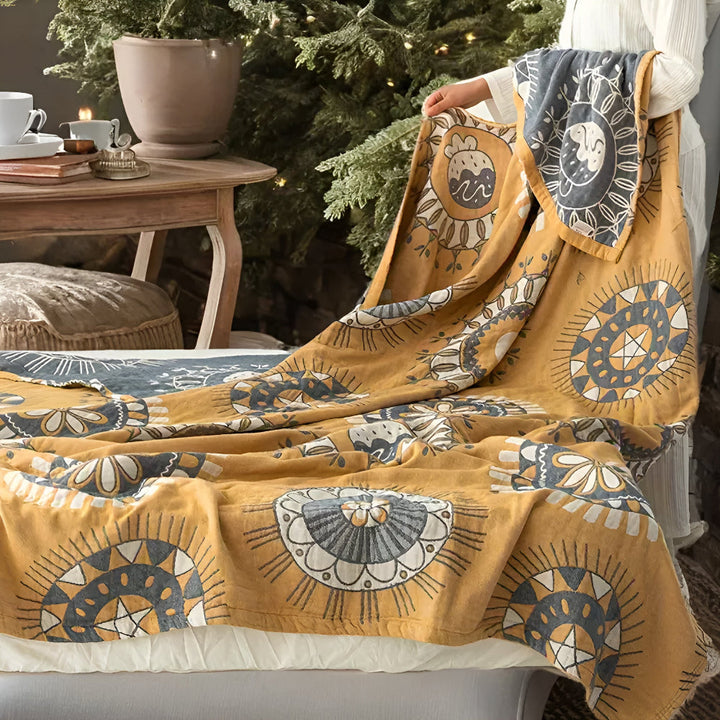 Lisslune | Blossom Radiance Circle Cotton Blanket