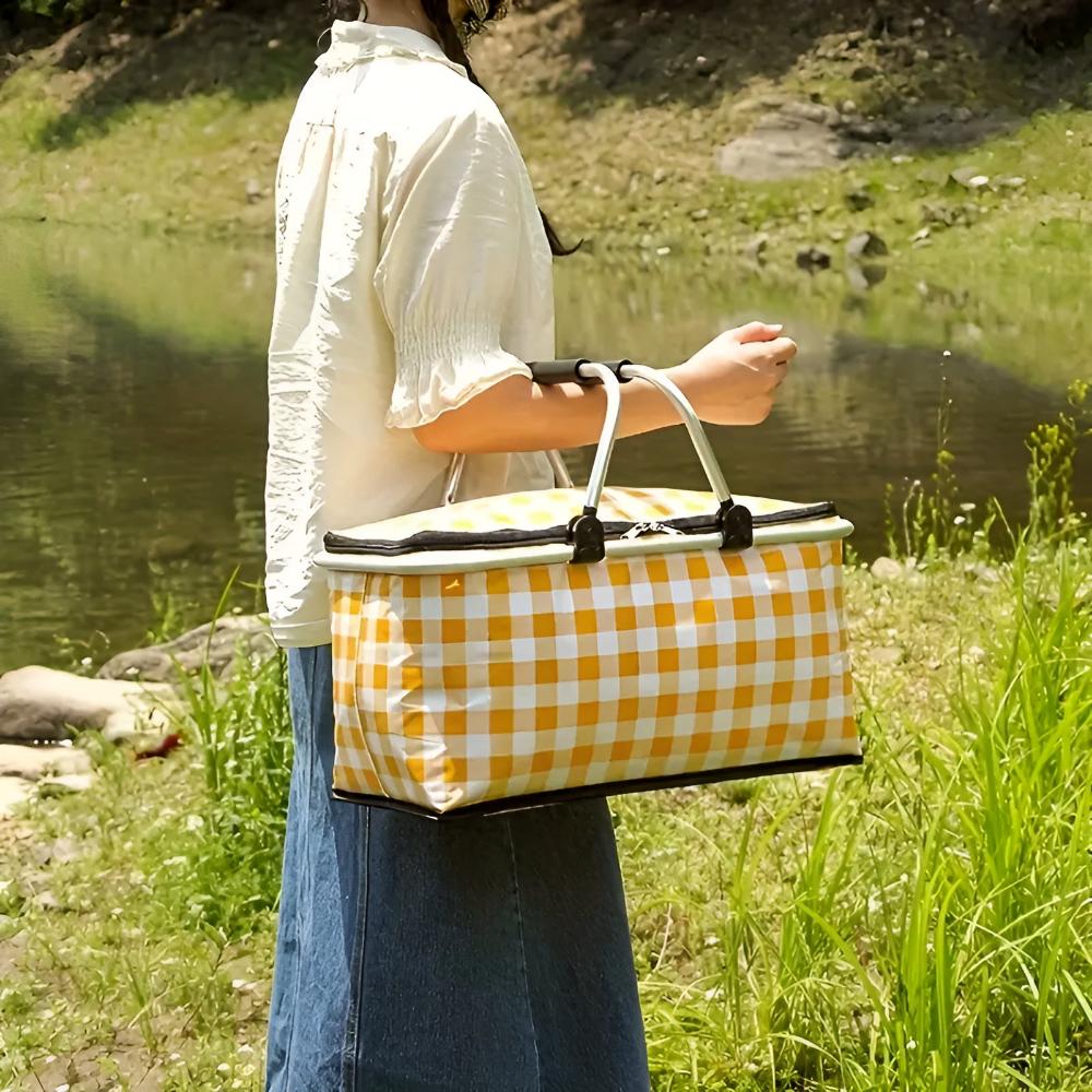 Lisslune | Foldable Checkered Picnic Basket