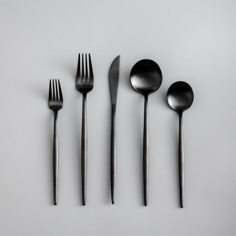 Lisslune | Minimalist Flatware Set – 20-Piece Titanium-Coated Stainless Steel Cutlery | Modern Matte Finish for Elegant Dining