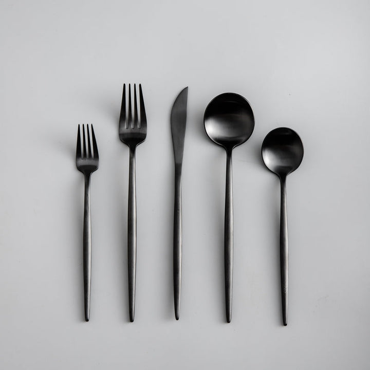 Lisslune | Minimalist Flatware Set – 20-Piece Titanium-Coated Stainless Steel Cutlery | Modern Matte Finish for Elegant Dining