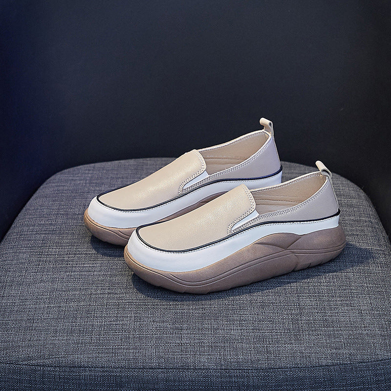 Lisslune | Thick Sole Low Cut Leather Shoes