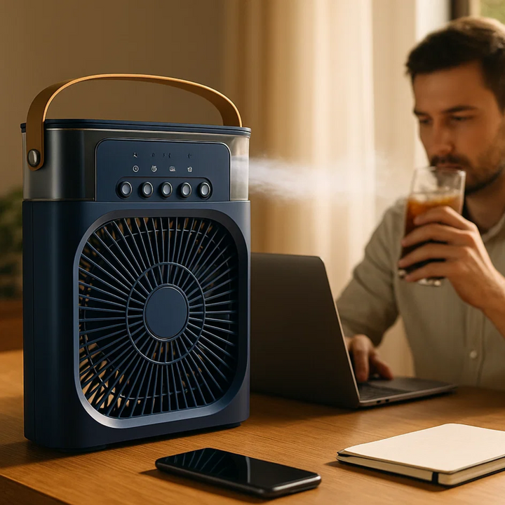 Lisslune | 3-in-1 Air Cooler Humidifier | Portable, Adjustable Fan Speeds & Ideal for Bedrooms, Offices & Small Spaces