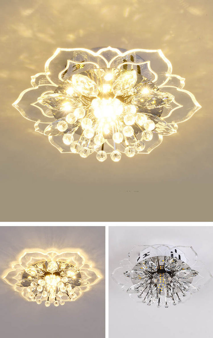 Lisslune | GlowPetal LED Crystal Ceiling Light | Flower Shaped | Modern Design | Energy Saving | Decorative Lighting