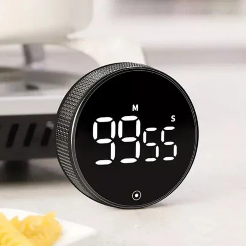 Lisslune | SmartTime Kitchen Timer | Easy One-Twist Operation, Large LED Display & Adjustable Alarm for Cooking, Studying & Classroom Use